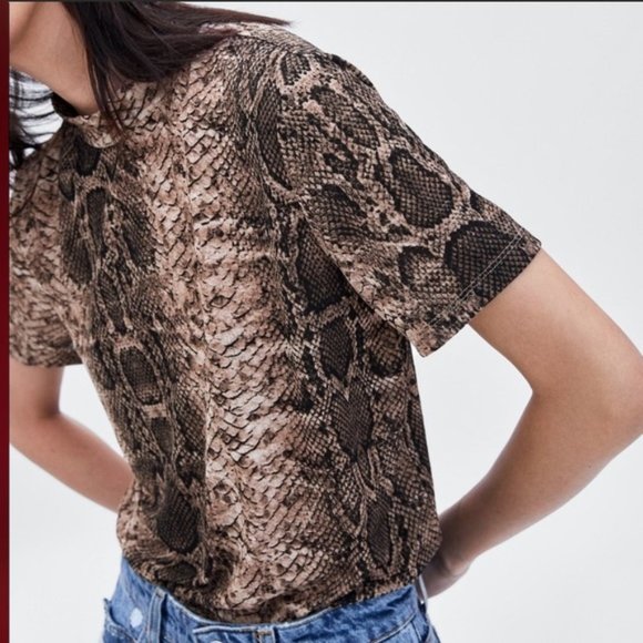 Zara Tops - Zara Trafaluc Snakeskin Short Sleeve Tee Shirt Top Size S NWT